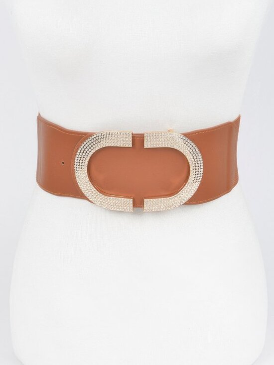 Rhinestone Buckle Stretch Belt main image 7